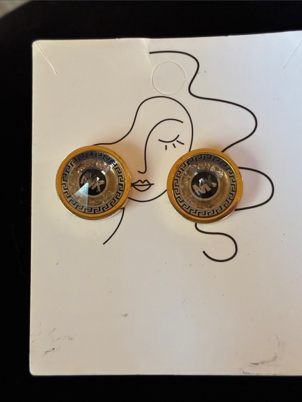 Michael Kors Gold Stud Earrings – Greek Key Design